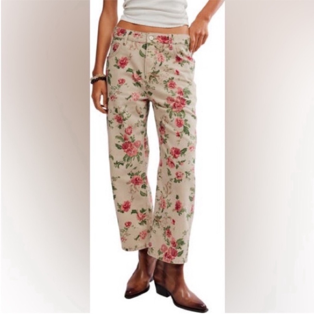 Free People Floral Wide Leg Jeans - Deep Trance Floral printed jeans